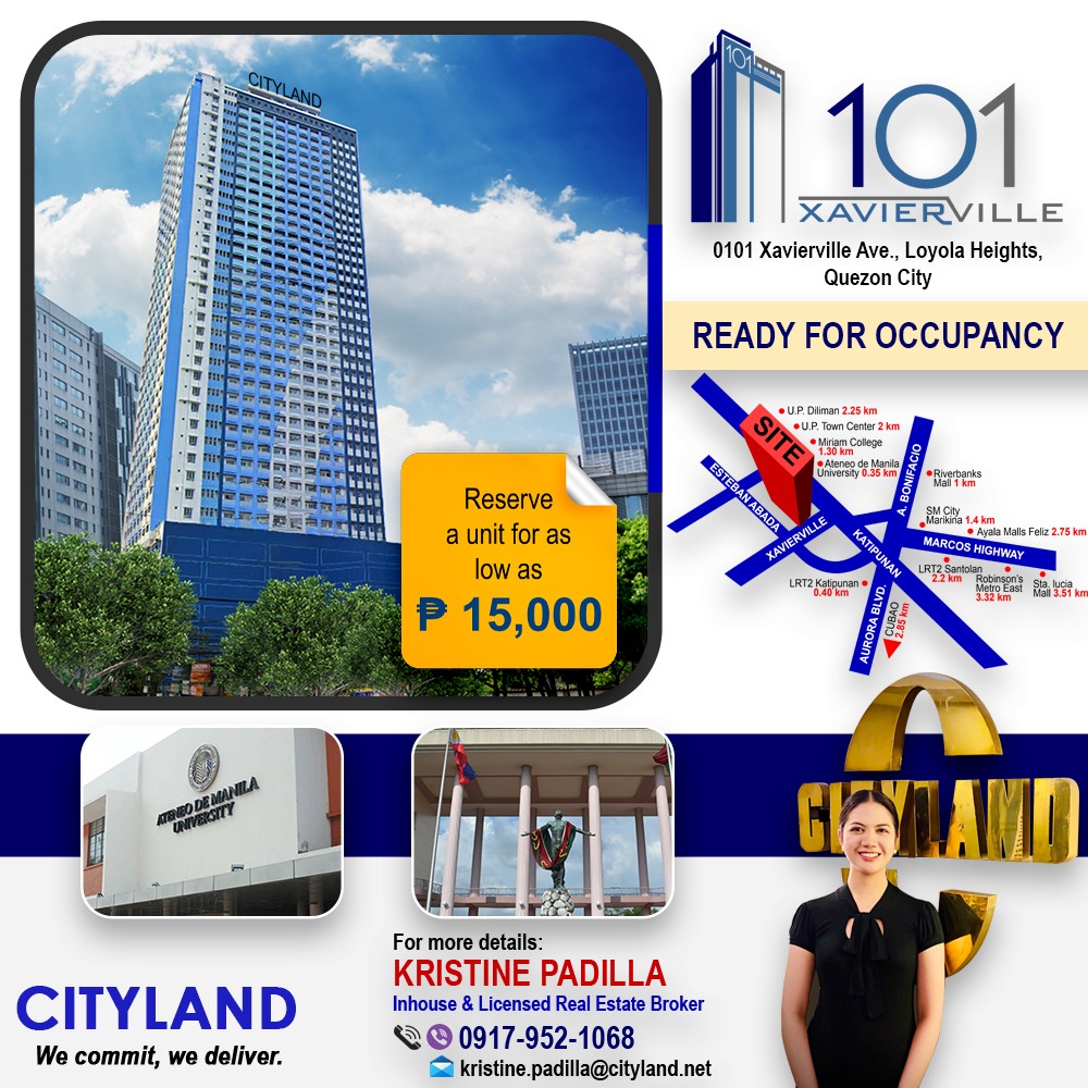 Katipunan Quezon City condo Cityland 101 XAVIERVILLE RFO, Property, For