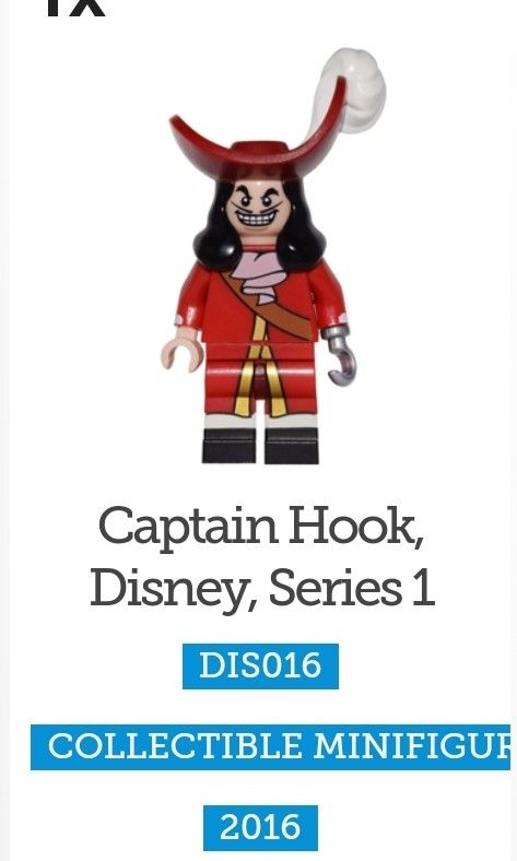 LEGO 2016 Disney Minifigure Head Moustache For Captain Hook Series 1  3626cpb1558