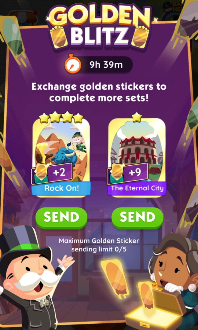 LIMITED TIME GOLDEN BLITZ Rock On Monopoly Go! Sticker, Video Gaming