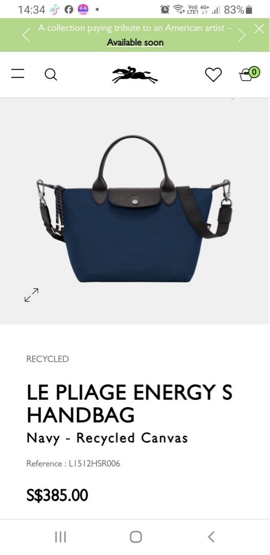 Longchamp Le Pliage Energy Pouch Recycled Canvas Navy Women