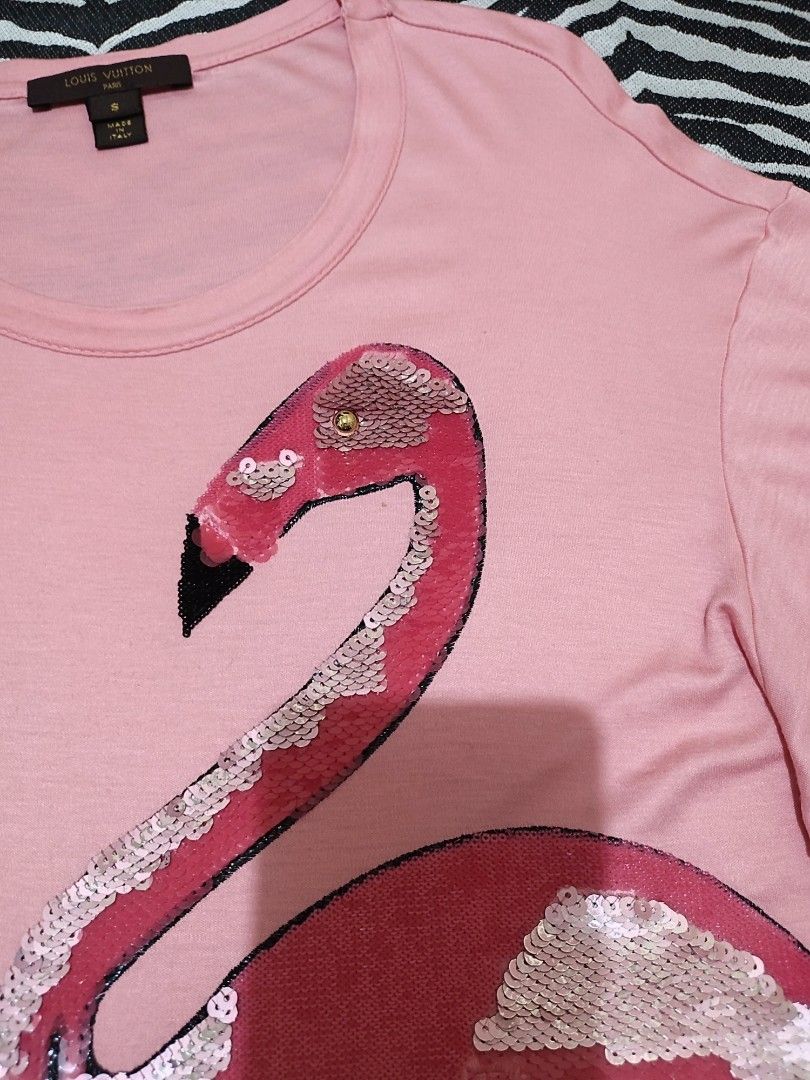 Louis Vuitton Pink Cotton Sequin Embellished Flamingo T Shirt M Louis  Vuitton