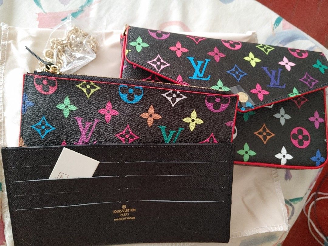 Lv multicolored envelope sling (Category: Luxury Bags & Wallets) located in San Jose. Submitted by lilysluxurycollections (Listing ID 1263015320, Image 2). Description: detachable gold chain sling with detachable card holder and zipppered wallet small to medium size.