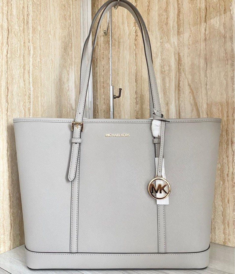 Michael kors jet set tote pearl online grey