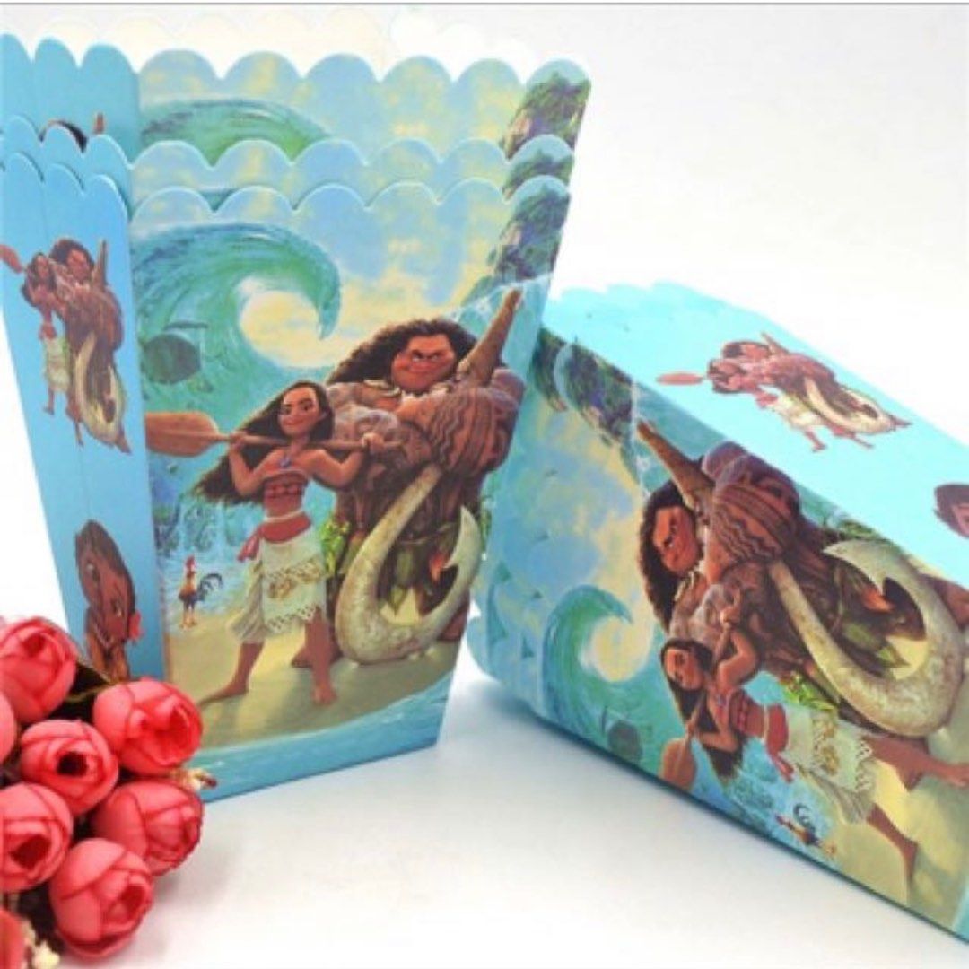 Moana theme party supplies popcorn boxes / party gifts / party deco — free download