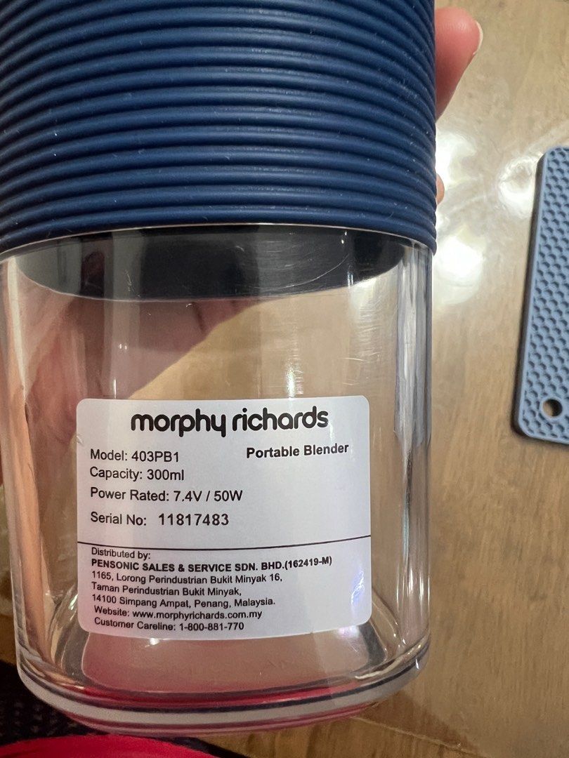 Morphy Richards Rechargeable Portable Juice Blender 300ml, TV & Home