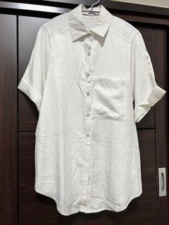 Mouggan 白色反折袖 短袖襯衫