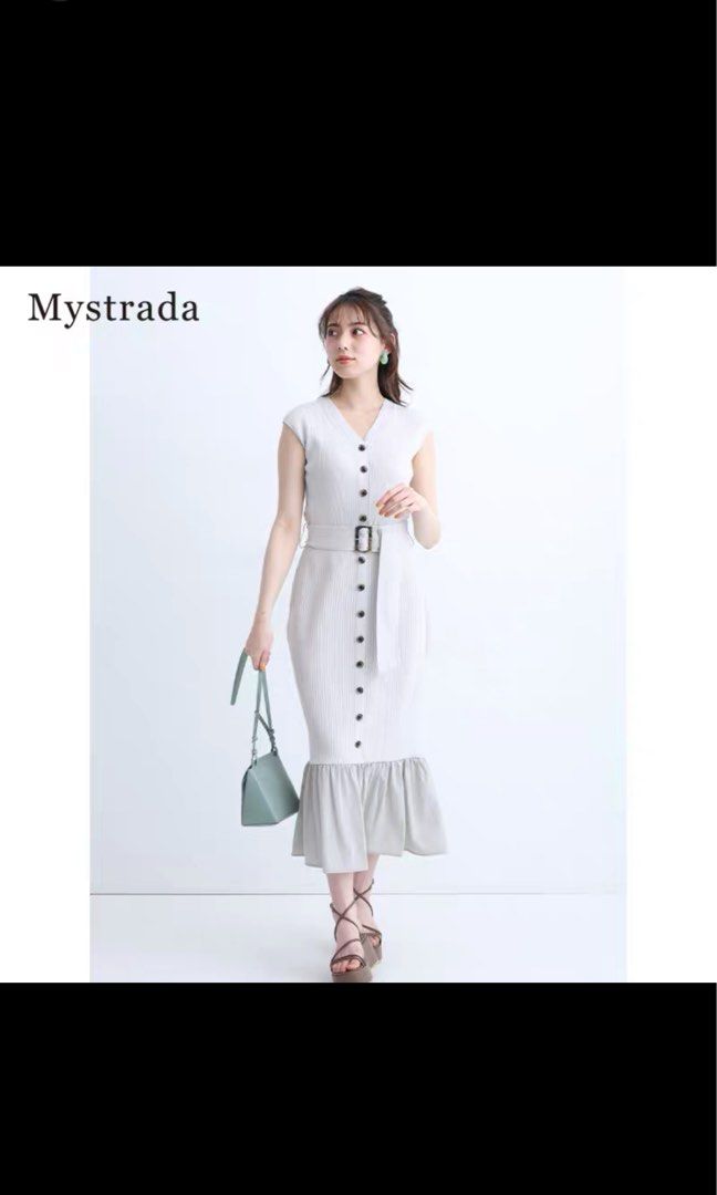 Mystrada 全新女人味灰色魚味連衣裙, 女裝, 連身裙& 套裝, 連身裙