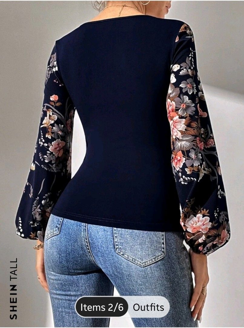 CLEMENCIA BLOUSE FLOWER - NAVY