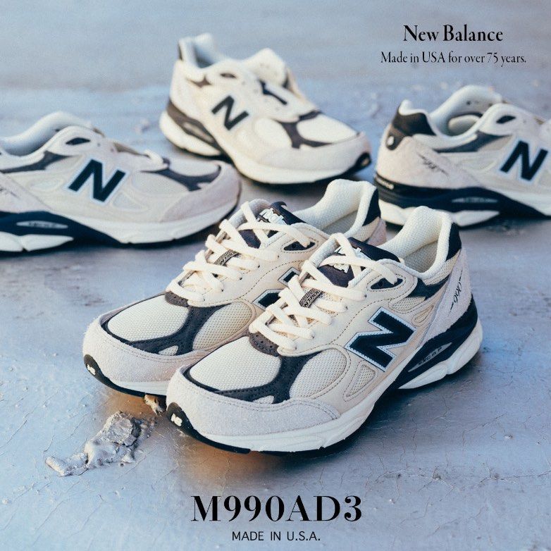 New Balance MADE in USA 990v3 M990AD3 Moonbeam, 男裝, 鞋, 波鞋