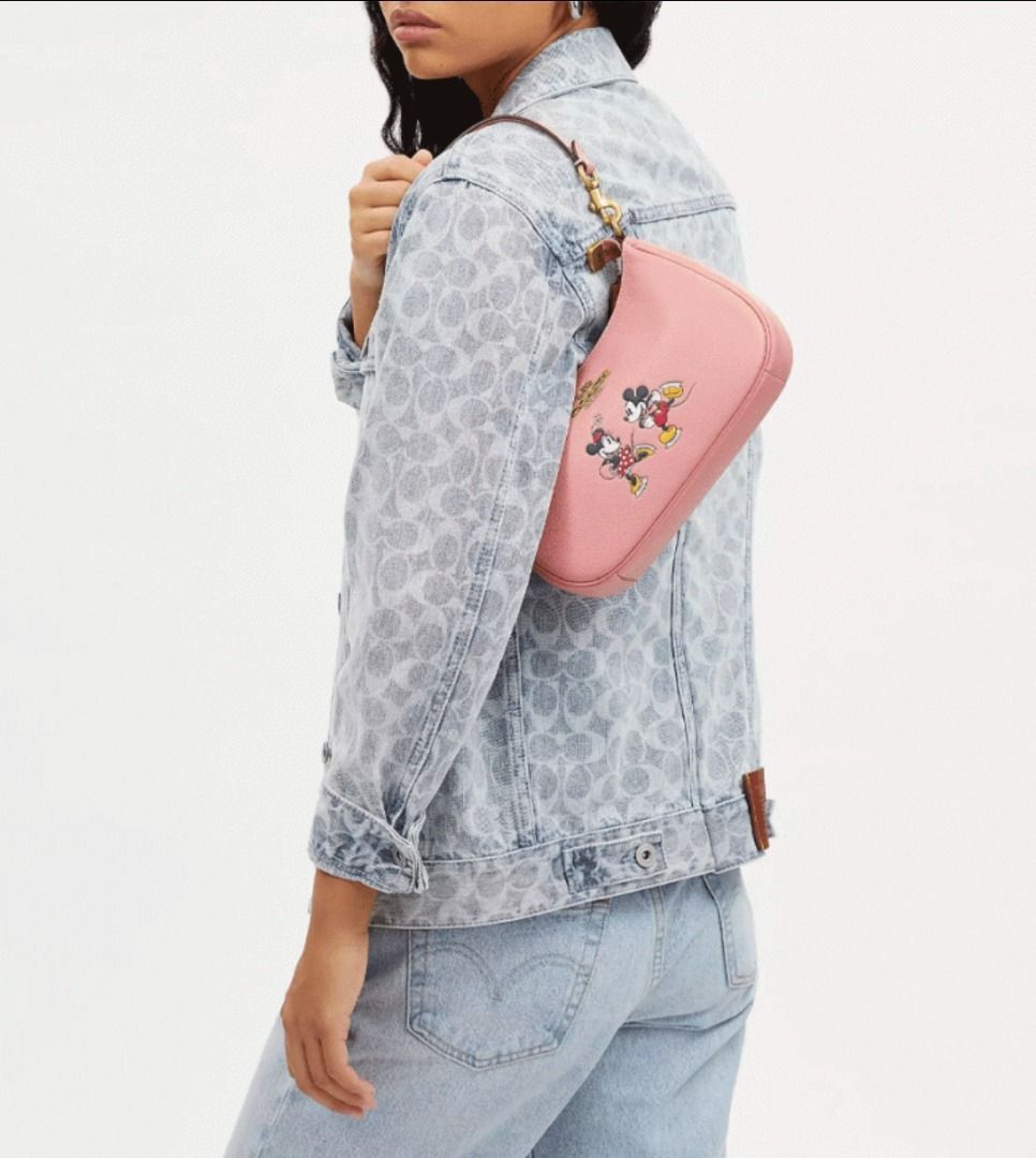 New Coach Original CM858 Pink Disney x Coach Teri Shoulder Bag with Ice Skate Motif Women Men Crossbody Sling Bag Shoulder Bag with Full Set of