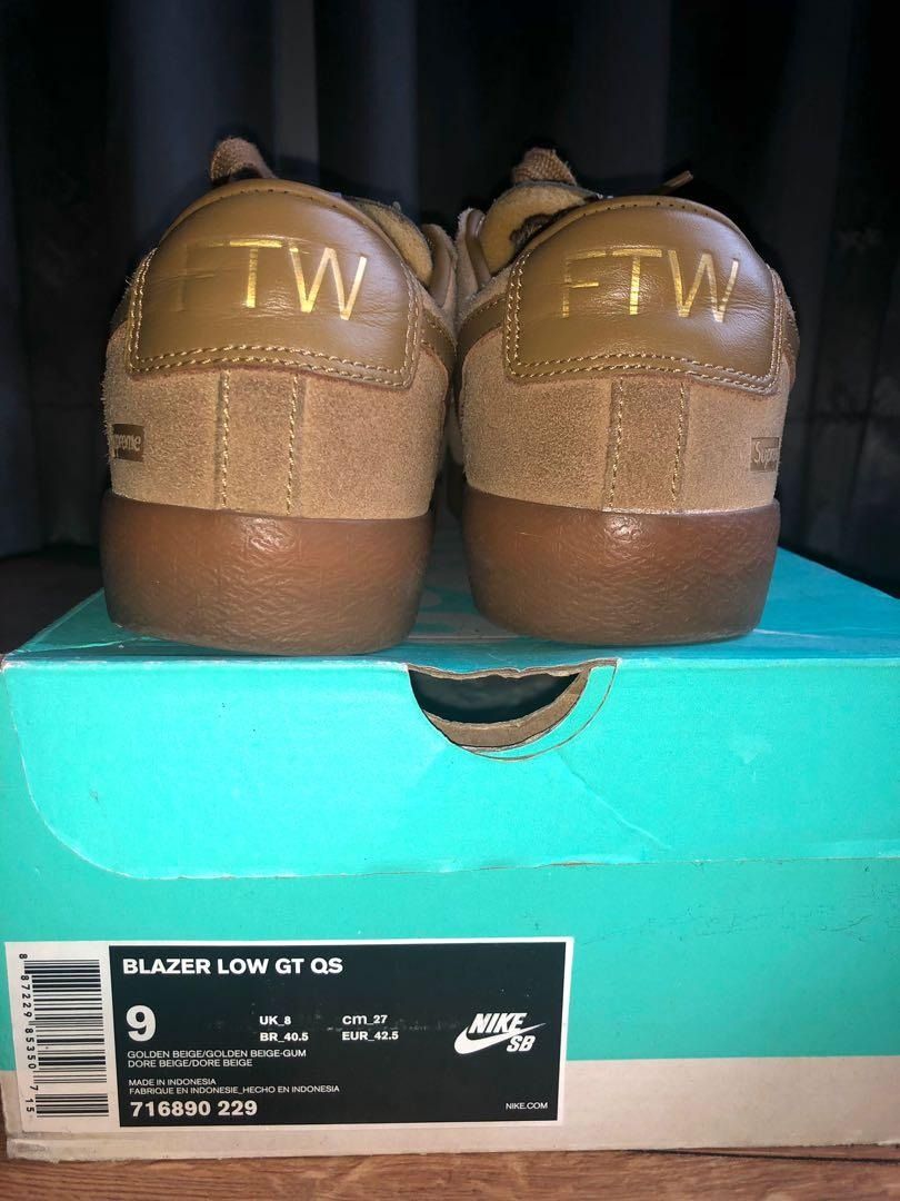 Nike Supreme x SB Blazer Low GT Golden Beige Men s Fashion