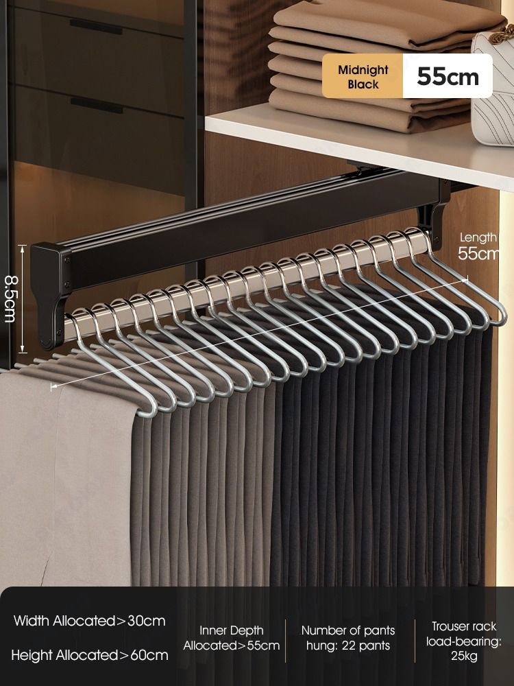 ODOROKU Extendable Clothes Rail Sliding Wardrobe Closet Rod 30-60cm ...