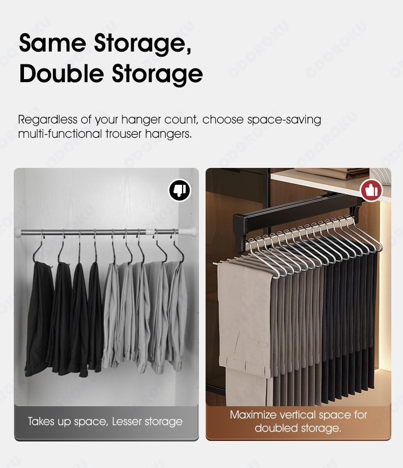 ODOROKU Extendable Clothes Rail Sliding Wardrobe Closet Rod 30-60cm ...
