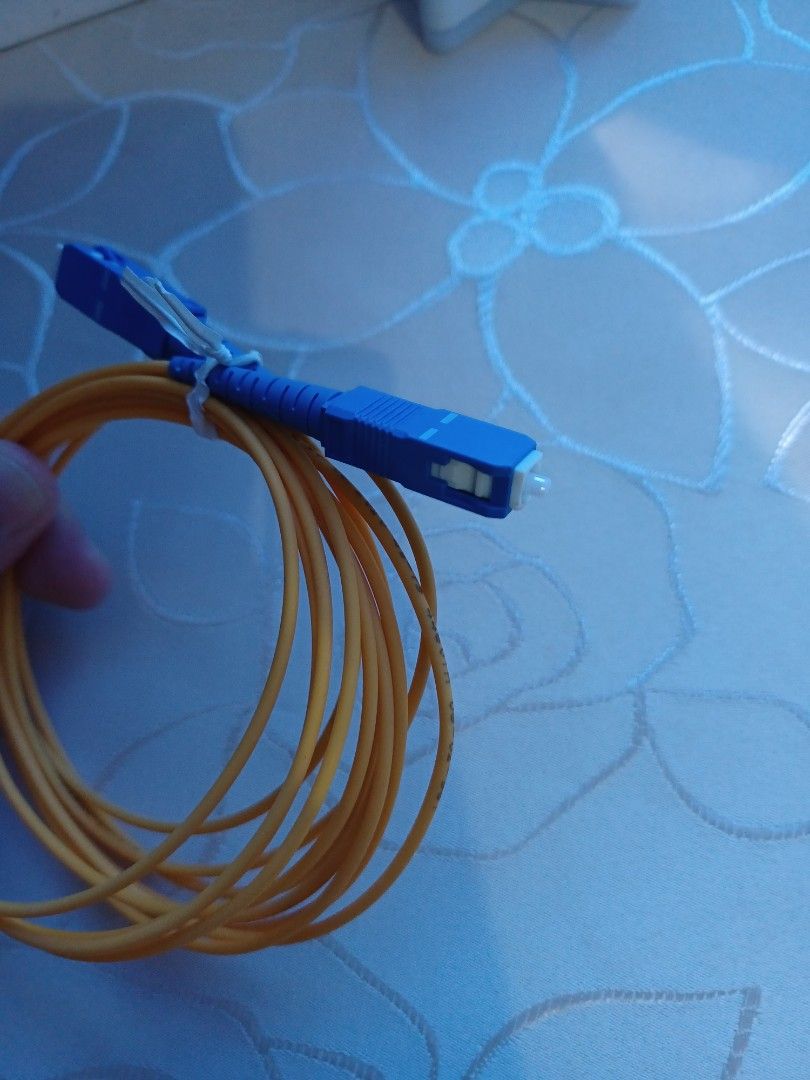 Optical Cable with plugs male (Category: Networking) located in Makati City. Submitted by spriteblue (Listing ID 1262906592, Image 3). Description: shijia optical cable from pldt home fibr wifi router setup selling as is. we decided to cut our pldt wifi kaya selling the accessories na po length: 3.5meter.