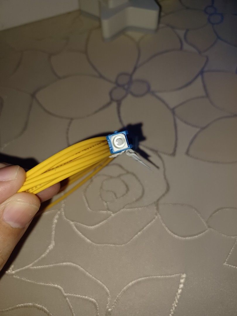 Optical Cable with plugs male (Category: Networking) located in Makati City. Submitted by spriteblue (Listing ID 1262906592, Image 2). Description: shijia optical cable from pldt home fibr wifi router setup selling as is. we decided to cut our pldt wifi kaya selling the accessories na po length: 3.5meter.