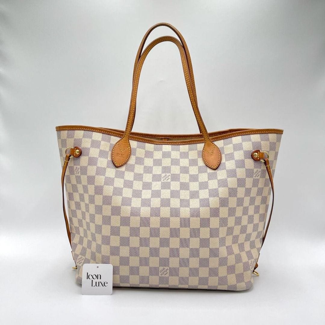 LV NEVERFULL DAMIER AZUR MM TOTE BAG, Luxury, Bags & Wallets on Carousell