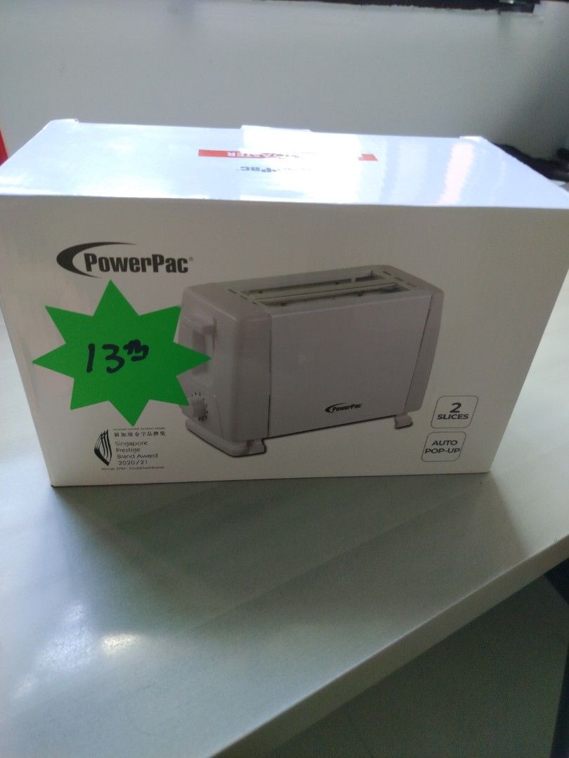 PowerPac 2 Slice Pop-Up Bread Toaster PPT02, TV & Home Appliances ...