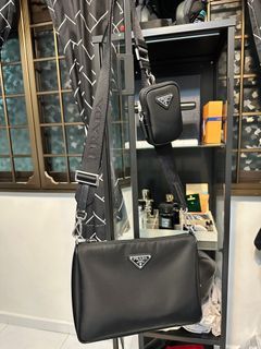Prada Re Nylon Mini Pouch 2Zt022 Nero Black Saffiano Leather Shoulder Bag  Me