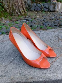 Prada peep toe patent leather heels