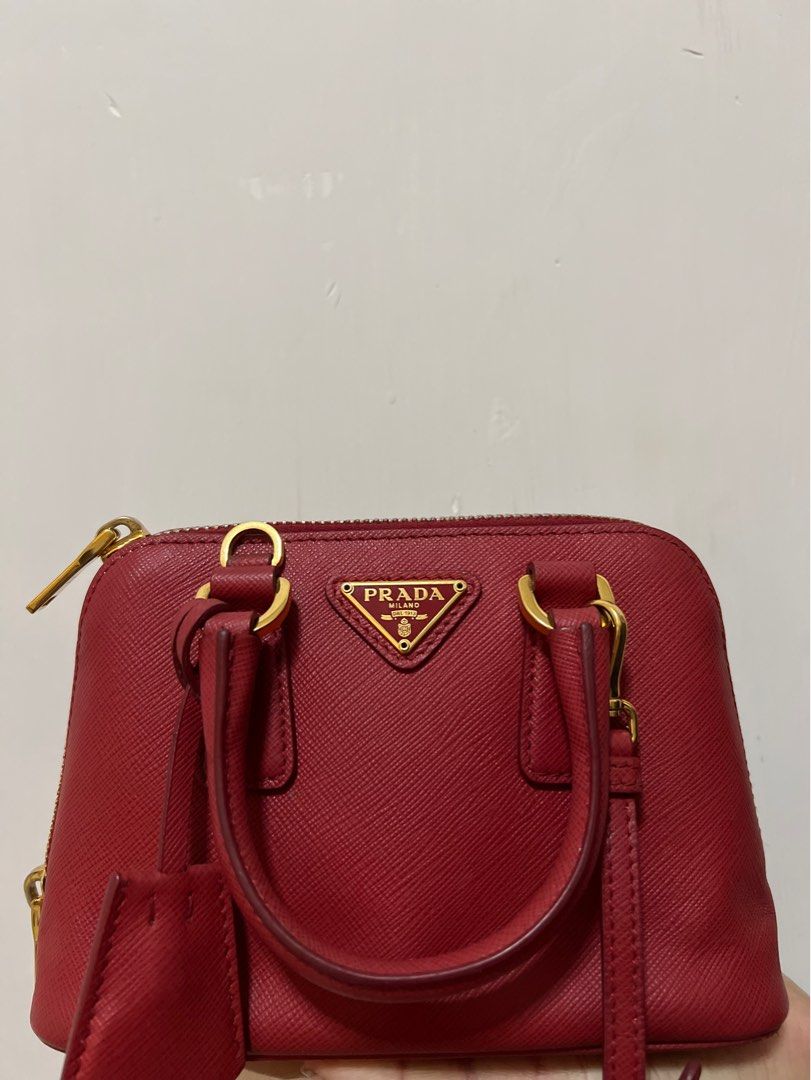 tas handbag Prada Alma Saffiano Red GHW Handbag
