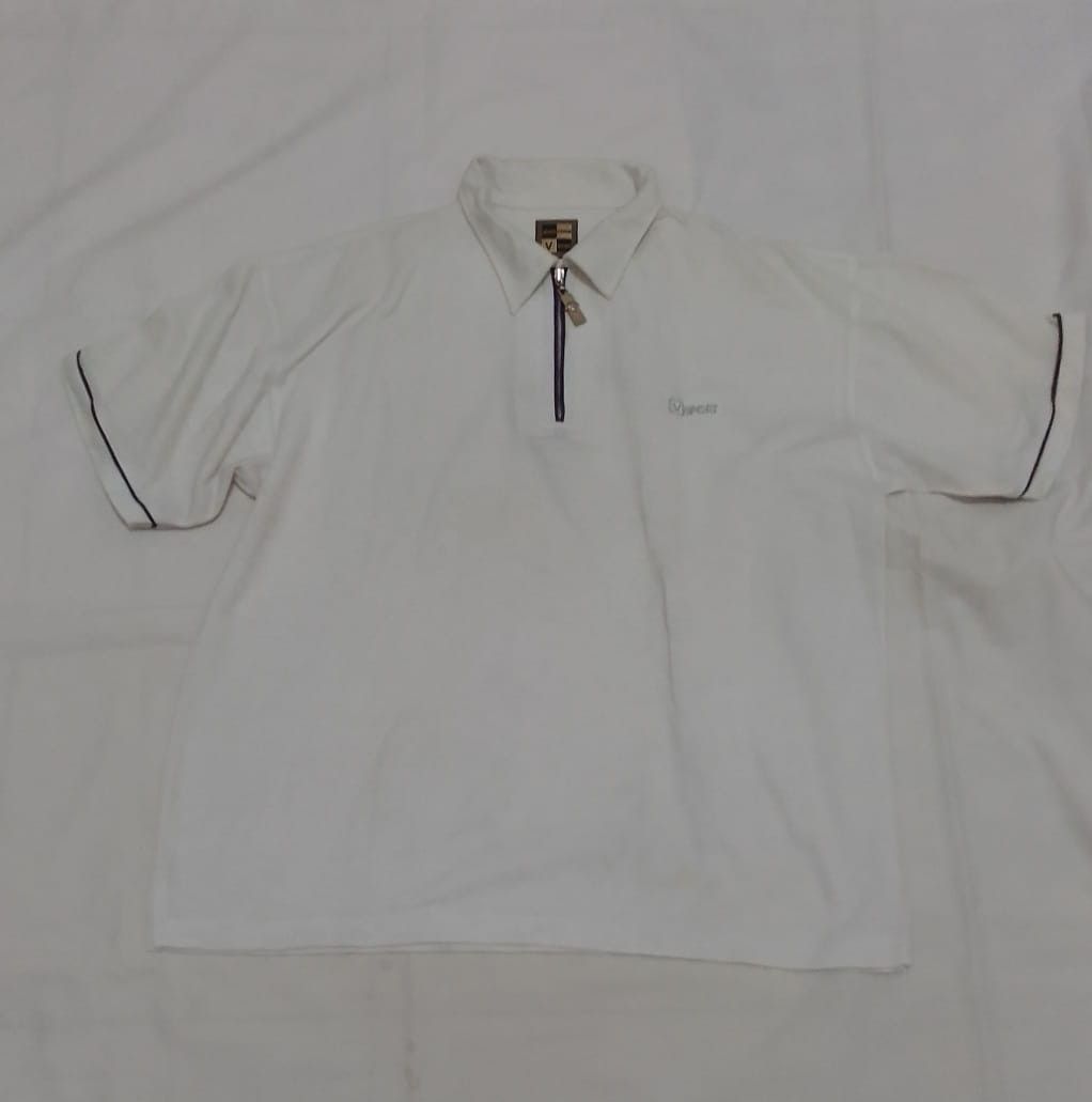Preloved Kaos Kerah Pria Warna Putih Gading Bekas, Fesyen Pria, Pakaian