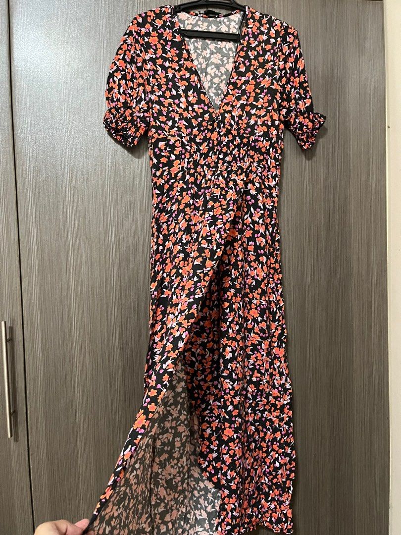 pull and bear floral midi dress Y Pull & Bear Red Bohemian Floral Daisy