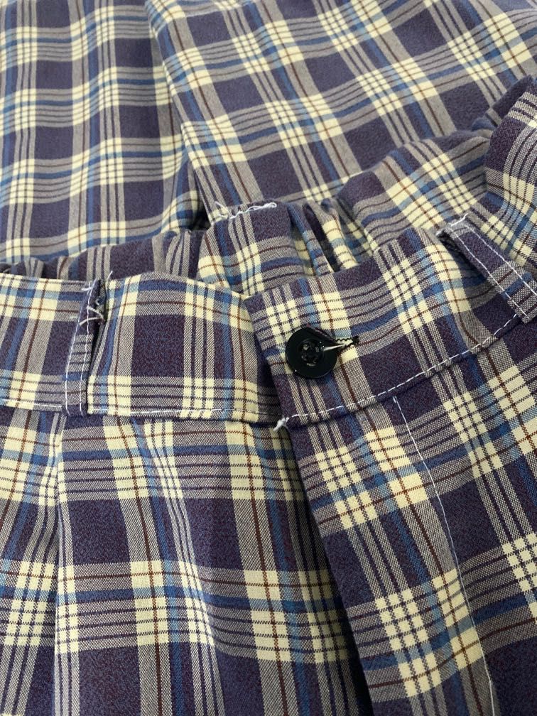 Purple top checkered pants