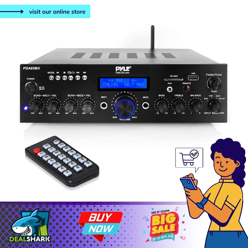 Pyle Wireless Bluetooth Power Amplifier System 200W Dual Channel