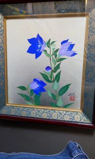 Rare  beautiful Antique collection of Japanese lucky blue balloon flower Wall Decor Painting