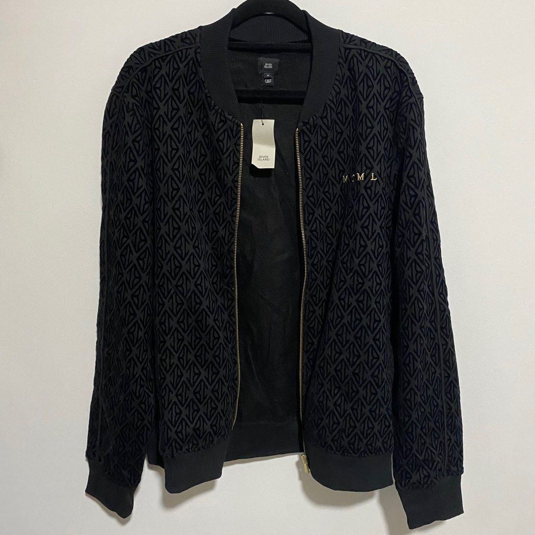 River Island Zip Monogram Suede Jacket