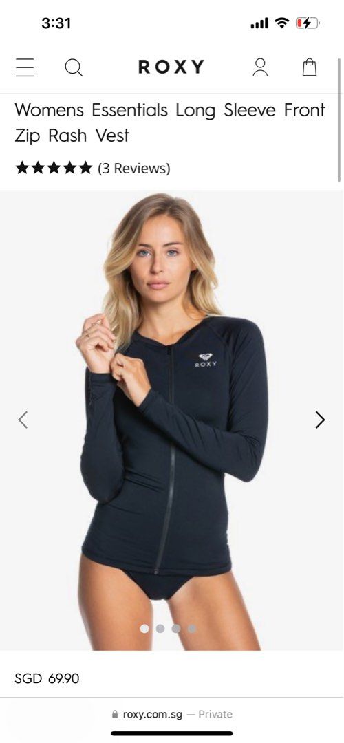 Womens Essentials Long Sleeve Front Zip Rash Vest