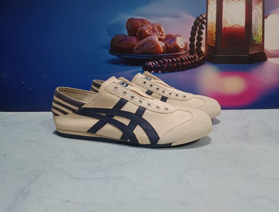 Sepatu Onitsuka Tiger Paraty Slip on Cream Navy TH342N Size 41 5