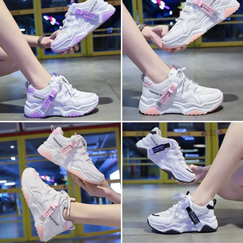Sepatu Wanita Sneakers Korea Tali Bintik Wanwoo Fesyen Wanita Sepatu di Carousell