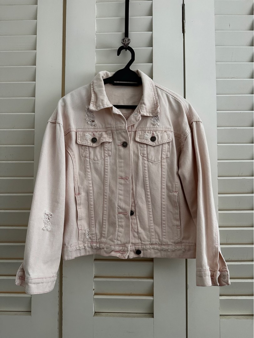 Pale pink jean on sale jacket