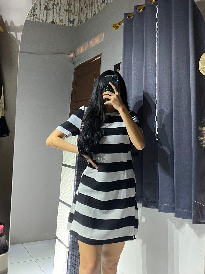 Black and white striped dress asos deals