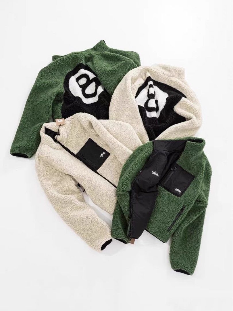 Stussy 8 Ball Sherpa Reversible Jacket 'Green