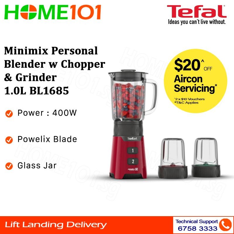 Tefal Minimix Personal Blender w Chopper Grinder BL1685, TV