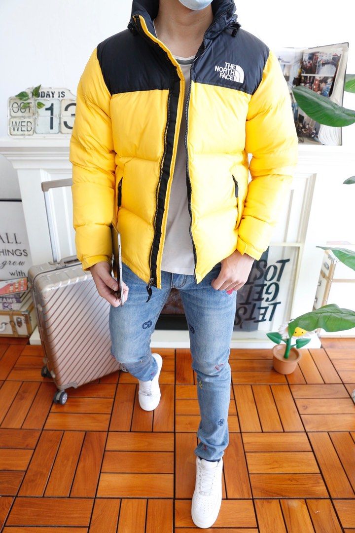 The North face 1996 yellow jacket 黃色羽絨服, 男裝, 外套及戶外衣服