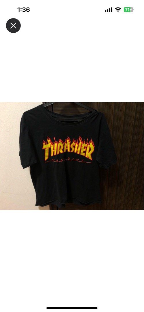 Thrasher cropped best sale tee