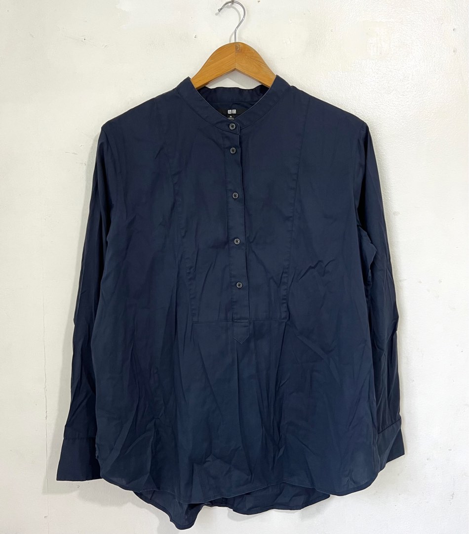 UNIQLO satin, Women's Fashion, Tops, Shirts on Carousell