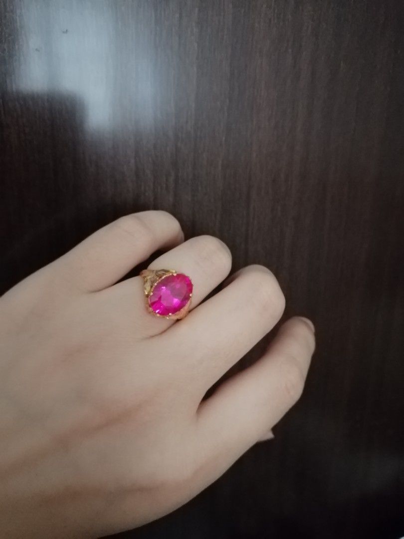 Vintage Gold Ring with Small Pink Gemstone Detail — Lifestyle with Lynn