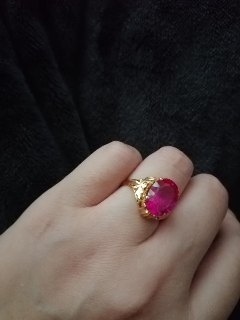 Gold pink on sale stone ring