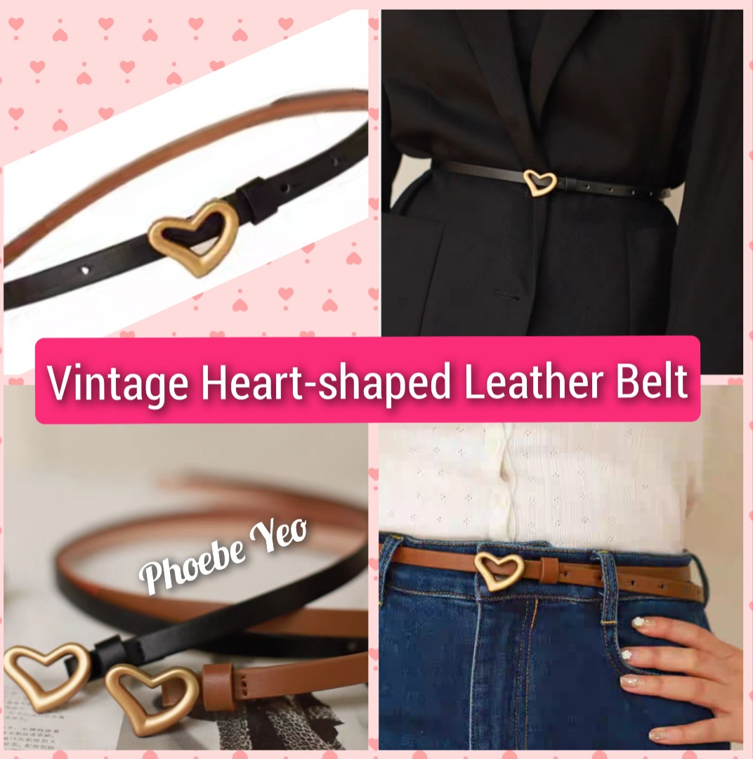 Heart-shaped leather belt