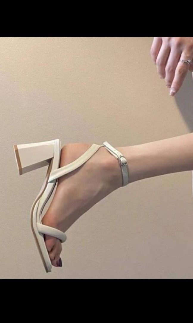 White Strappy Heels Women s Fashion Footwear Heels on Carousell