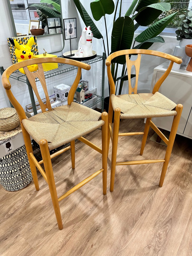 Woven wishbone shop chair