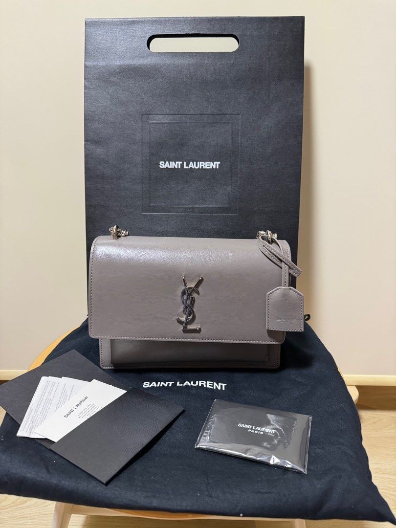 Black YSL Sunset bag medium size with silver hardware (Dm for more