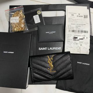 YSL wallet on chain (WOC) in dark grey smog, Luxury, Bags & Wallets on  Carousell