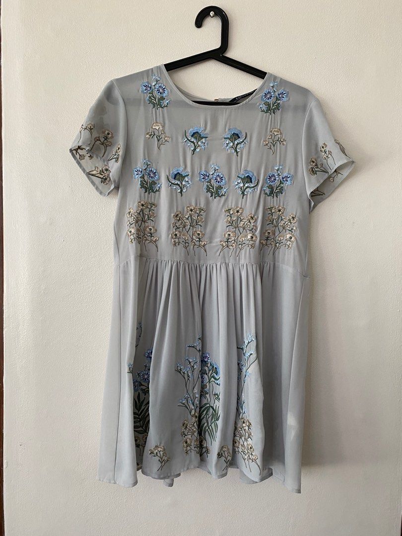 zara baby doll embroidered dress, Women's Fashion, Dresses & Sets, Dresses  on Carousell