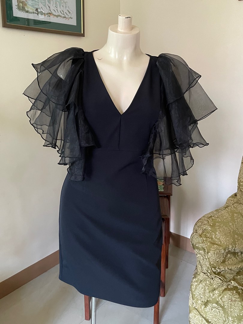 Zara Black Organza Ruffle Sleeves Dress Women s Fashion Dresses