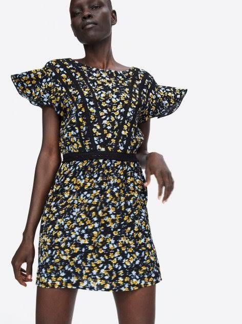 Zara black 2025 and yellow dress